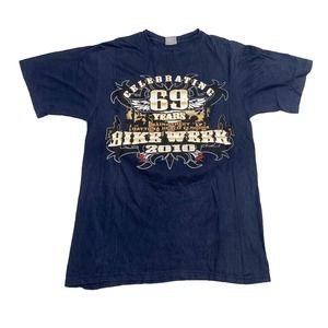 Bike Week 2010 Graphic Tee Thrifted Vintage Style Size L